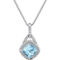 Sterling Silver 1/5 CTW White Diamond and Aquamarine Pendant - Image 1 of 2