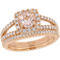 Sofia B. 14K Rose Gold Morganite 5/8 CTW Diamond Halo Split Shank Bridal Ring Set - Image 1 of 6