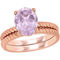 14K Rose Gold Pink Amethyst Solitaire Twist Bridal Ring Set - Image 1 of 6