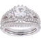 Sofia B. 10K White Gold Created Sapphire and 4/5 CTW Diamond Halo Bridal Ring Set - Image 1 of 5