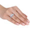 Sofia B. 10K White Gold Created Sapphire and 4/5 CTW Diamond Halo Bridal Ring Set - Image 4 of 5