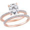Sofia B. 14K Rose Gold 2 CTW Moissanite and 1/4 CTW Diamond Oval Bridal Ring Set - Image 1 of 6