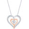 Sterling Silver 10K Rose Gold Plate 1/5 CTW Diamond Heart Pendant - Image 1 of 2