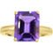 10K Yellow Gold Emerald Cut Amethyst Solitaire Ring Size 7 - Image 1 of 3