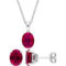 Sofia B. Oval Created Ruby Solitaire Sterling Silver Necklace and Earrings Set - Image 1 of 4