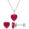 Sofia B. Sterling Silver Heart Created Ruby Solitaire Necklace and Earrings - Image 1 of 4
