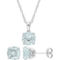 Sofia B. Sterling Silver Aquamarine Solitaire Necklace and Stud Earrings 2 pc. Set - Image 1 of 4