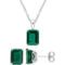 Sofia B. Sterling Silver and Created Emerald Solitaire Necklace and Earrings Set - Image 1 of 4