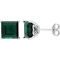 Sofia B. Sterling Silver Princess Cut Created Emerald Stud Earrings - Image 1 of 4
