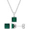 Sofia B. Sterling Silver Created Emerald Solitaire Necklace and Earrings Set - Image 1 of 4