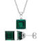 Sofia B. Sterling Silver Created Emerald Solitaire Necklace and Earrings Set - Image 1 of 4