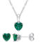 Sofia B. Sterling Silver Heart Created Emerald Solitaire Necklace and Earrings Set - Image 1 of 4