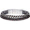 Inox Men's Multi Strand Leather and Stainless Steel Foxtail Chain Stacking Bracelet - Image 1 of 3