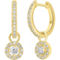 Luxle 14K Yellow Gold 1/4 CTW Pave Diamond Hoop Earrings with Round Halo Drop - Image 1 of 4