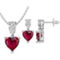 Sterling Silver Lab Created Ruby and White Sapphire Boxed Pendant and Earrings Set - Image 1 of 3