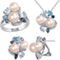 Sofia B. Freshwater Pearl Blue Topaz Cluster Necklace Earrings & Ring 3 pc. Set - Image 1 of 6