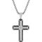 Stainless Steel Black and White 1/2 CTW Diamond Cross Pendant - Image 1 of 4