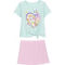 Gumballs Toddler Girls Blue Glow Side Knot Glitter Graphic Tee and Skort 2 pc. Set - Image 1 of 2