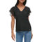 Calvin Klein Textured Knit Chiffon Sleeve V-Neck Top - Image 1 of 4