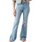 American Eagle Next Level Ripped High Rise Flare Jeans - Image 1 of 5