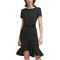 Calvin Klein Short Sleeve Tie Front Ruffle Hem Fit and Flare Dress - Image 1 of 3