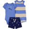 Carter's Baby Boys Blue Bodysuits and Shorts 3 pc. Set - Image 1 of 3