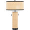 LumiSource Cylinder Rattan 29 in. Table Lamp - Image 2 of 6