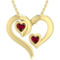 10K Gold Over Sterling Silver Lab Created Ruby Two Heart Pendant - Image 1 of 3