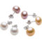 China Pearl Silver 8-9mm Multicolor Freshwater Pearl 3 Pair Stud Earring Set - Image 2 of 2