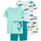 Carter's Toddler Boys Shark 100% Cotton Snug Fit 4 pc. Pajama Set - Image 1 of 3