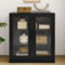 Crosley Furniture Essen Stackable Glass Door Kitchen Pantry Storage Cabinet - Image 6 of 7
