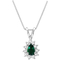 14K White Gold 1/7 CTW Emerald and Diamond Pendant - Image 1 of 2