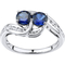 2 in Love Sterling Silver Lab White And Lab Blue Sapphire Ring - Image 1 of 3