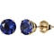 10K Yellow Gold 6mm Round Lab-Created Blue Sapphire Gem Stud Earrings - Image 1 of 2