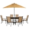 Hanover Brigantine 7 pc. Outdoor Dining Set with Glass Tabletop and 9 ft. Umbrella - Image 1 of 4