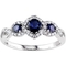Sofia B. 10K White Gold 1/2 CTW Sapphire and Diamond Halo Twist Ring - Image 1 of 3