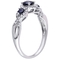 Sofia B. 10K White Gold 1/2 CTW Sapphire and Diamond Halo Twist Ring - Image 2 of 3