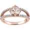 Sofia B. 14K Rose Gold Morganite and 1/3 CTW Diamond Double Row Ring - Image 1 of 3