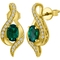 10K Yellow Gold Created Emerald and Created White Sapphire Earrings - Image 2 of 2