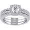 Sofia B. Sterling Silver 1 1/2 CTW Created White Sapphire Halo Bridal Set - Image 1 of 3
