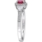 Sofia B. 14K White Gold 3-Stone Ruby and White Sapphire 1/8 CTW Diamond Halo Ring - Image 3 of 4