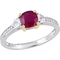 Sofia B. 14K Two-Tone Gold 3-Stone Ruby and White Sapphire 1/10 CTW Diamond Ring - Image 1 of 4
