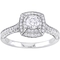 Diamore 14K White Gold 1 CTW Diamond Double Halo Vintage Engagement Ring - Image 1 of 4