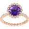 Sofia B. 14K Rose Gold Amethyst and 1/4 CTW Diamond Halo Scalloped Ring - Image 1 of 4
