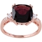 Sofia B. Cushion Cut Garnet Created White Sapphire and Diamond Accent Ring - Image 1 of 4