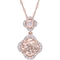 Sofia B. Morganite and 1/5 CTW Diamond Quatrefoil Halo Necklace in 14K Rose Gold - Image 1 of 2