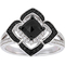 Diamore Sterling Silver 1 2/5 CTW Black and White Diamond Halo Ring - Image 1 of 4