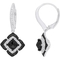 Diamore Sterling Silver 1 1/2 CTW Black and White Diamond Halo Earrings - Image 1 of 2