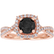 Diamore 14K Rose Gold 1 1/2 CTW Black and White Diamond Halo Engagement Ring - Image 1 of 4