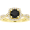 Diamore 14K Yellow Gold 1 1/2 CTW Black and White Diamond Halo Engagement Ring - Image 1 of 4